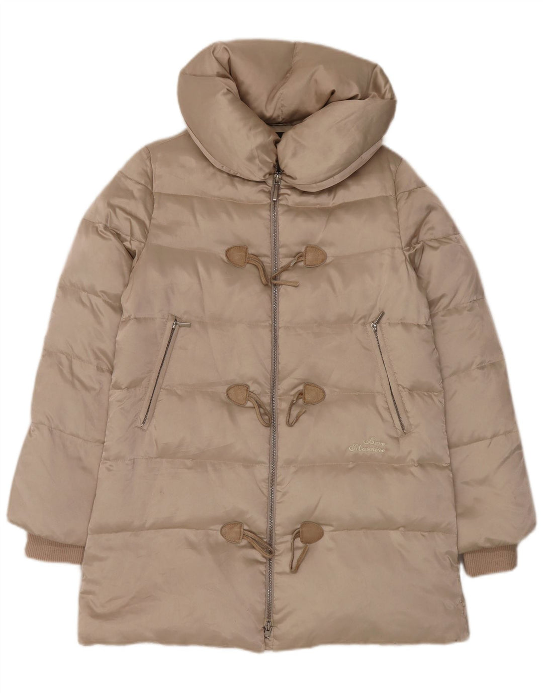 Moschino Womens Duffle Padded Coat UK 14 Large Beige Polyester