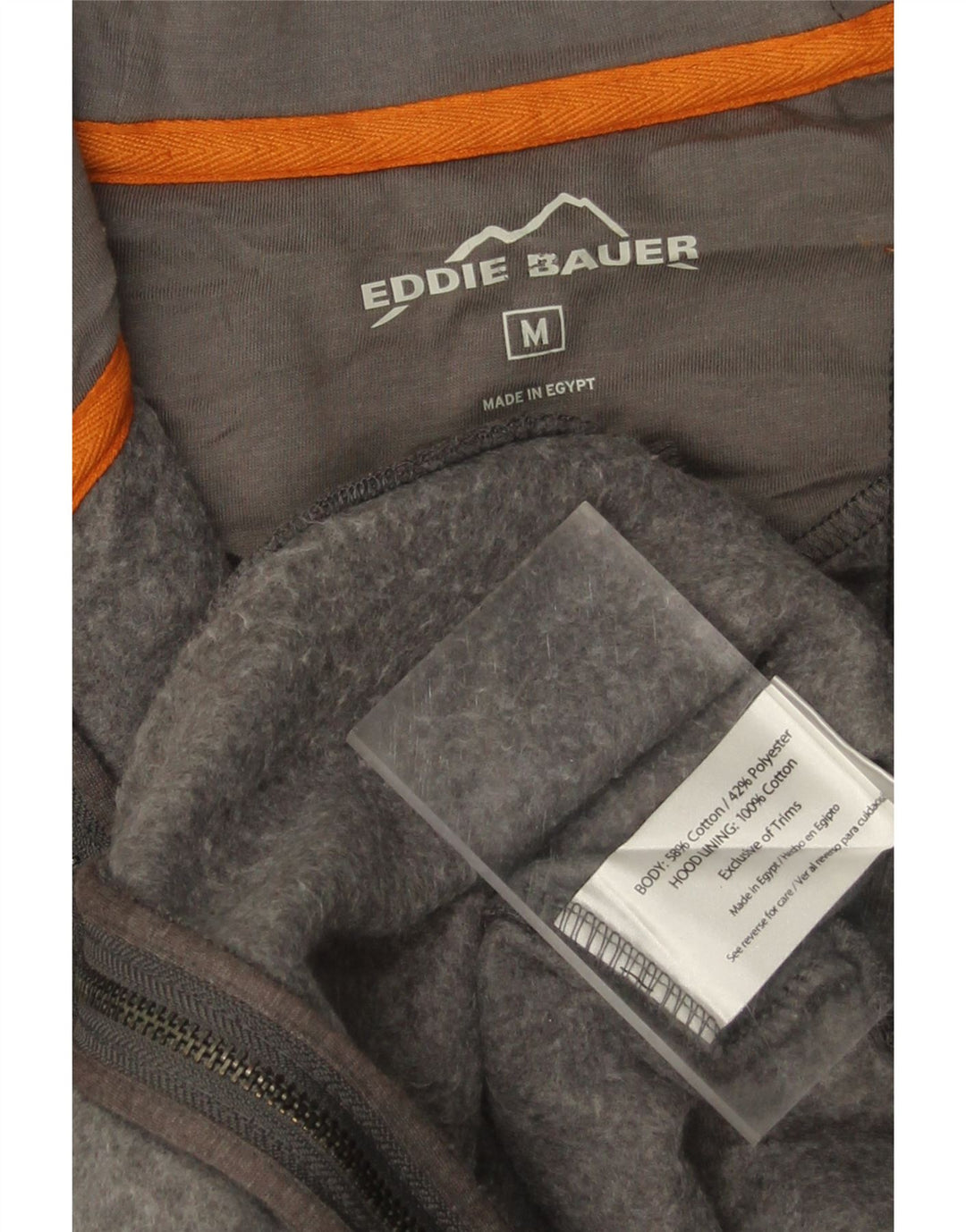 EDDIE BAUER Mens Zip Hoodie Sweater Medium Grey Cotton