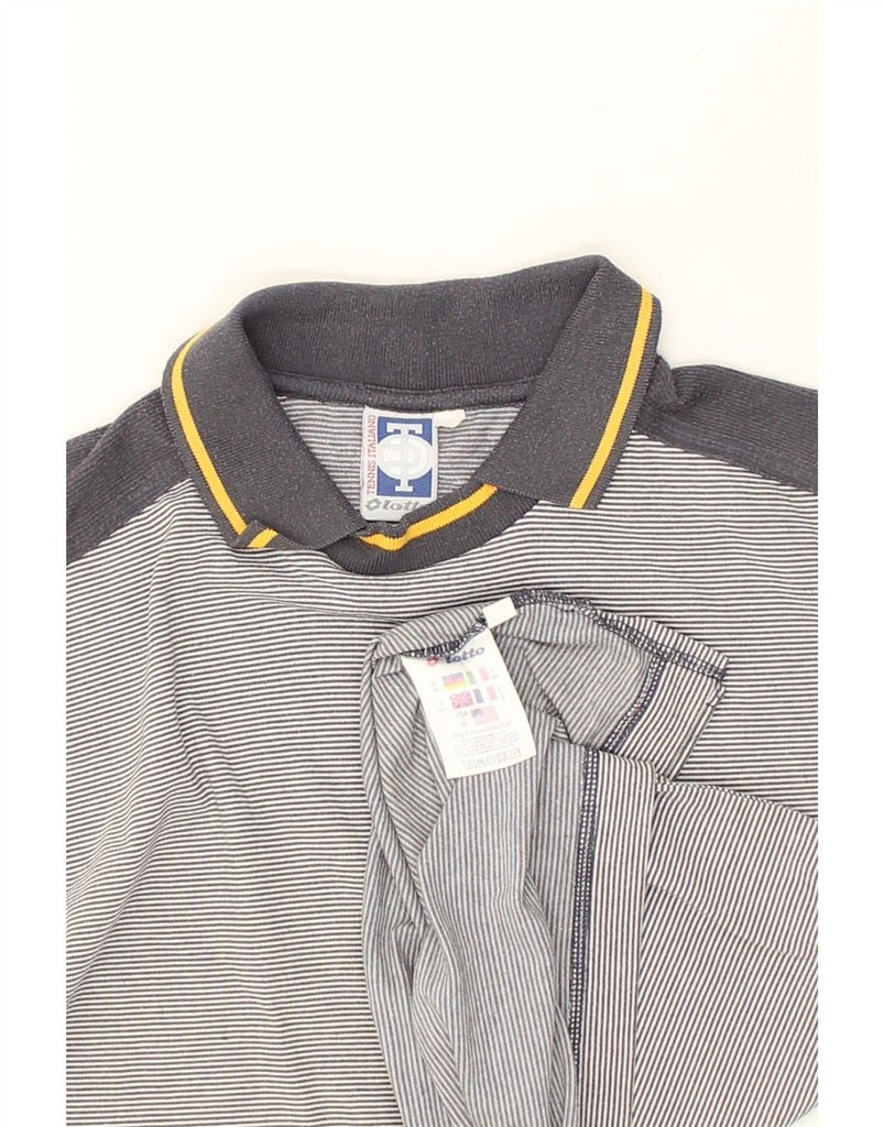 LOTTO Mens Polo Shirt Size 38/40 Medium Grey Colourblock Cotton | Vintage Lotto | Thrift | Second-Hand Lotto | Used Clothing | Messina Hembry 