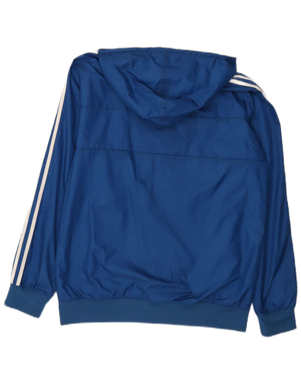 Adidas Mens Hooded Rain Jacket UK 38 Medium Blue Colourblock Nylon