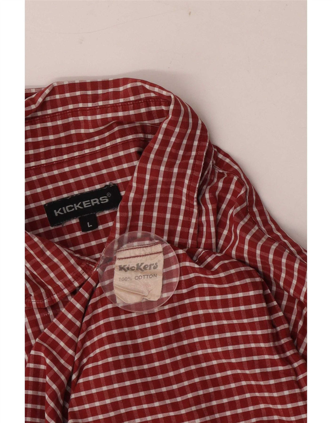 Kickers Mens Short Sleeve Shirt Large Red Check Cotton