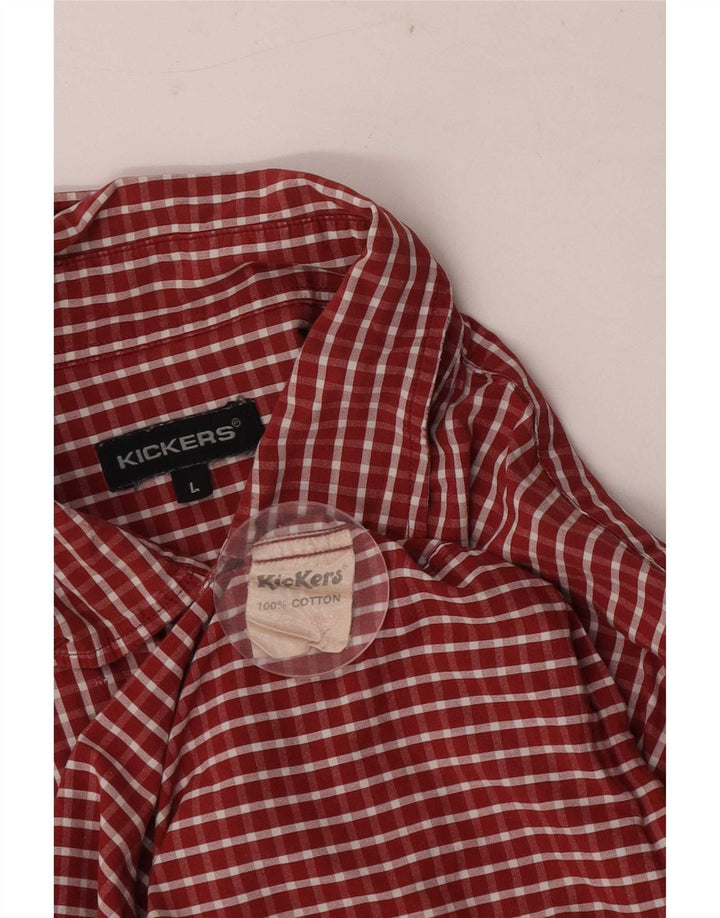 Kickers Mens Short Sleeve Shirt Large Red Check Cotton