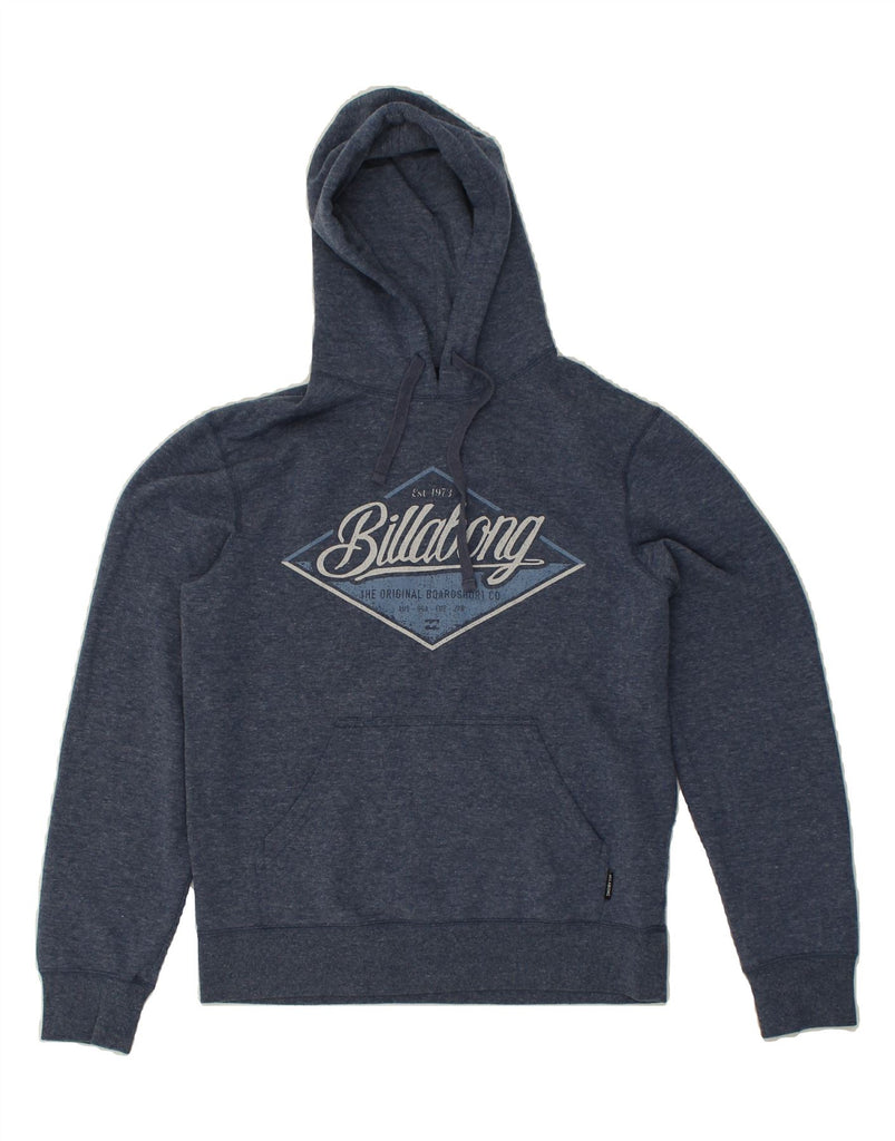 BILLABONG Mens Graphic Hoodie Jumper Small Navy Blue Cotton | Vintage Billabong | Thrift | Second-Hand Billabong | Used Clothing | Messina Hembry 