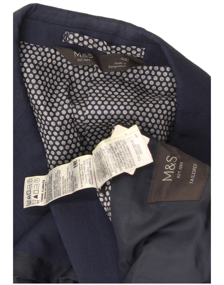 Marks & Spencer Mens Tailored 2 Button Blazer Jacket UK 46 3XL Navy Blue