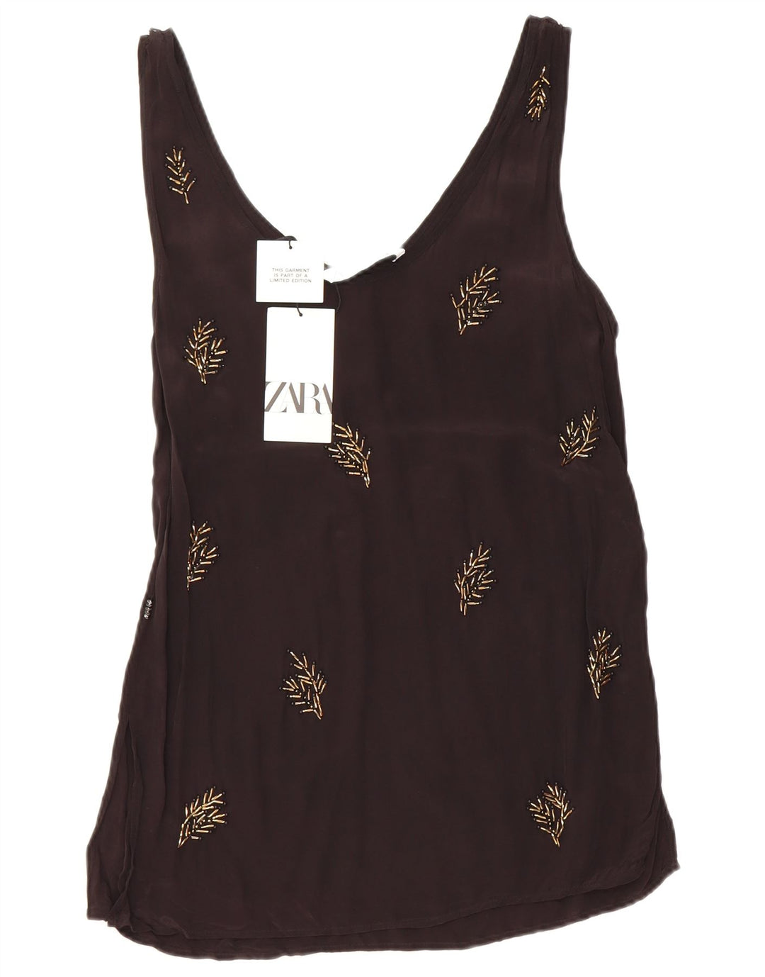 Zara Womens Vest Top UK 10 Small Black Floral Viscose