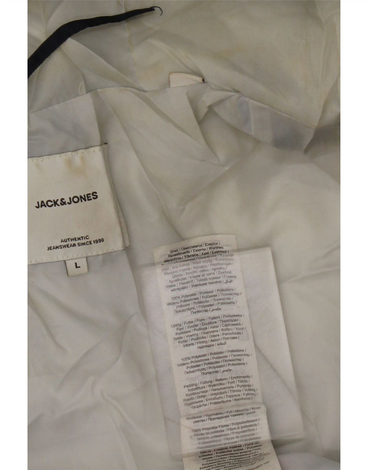 JACK & JONES Mens Hooded Padded Jacket UK 40 Large Navy Blue Polyester