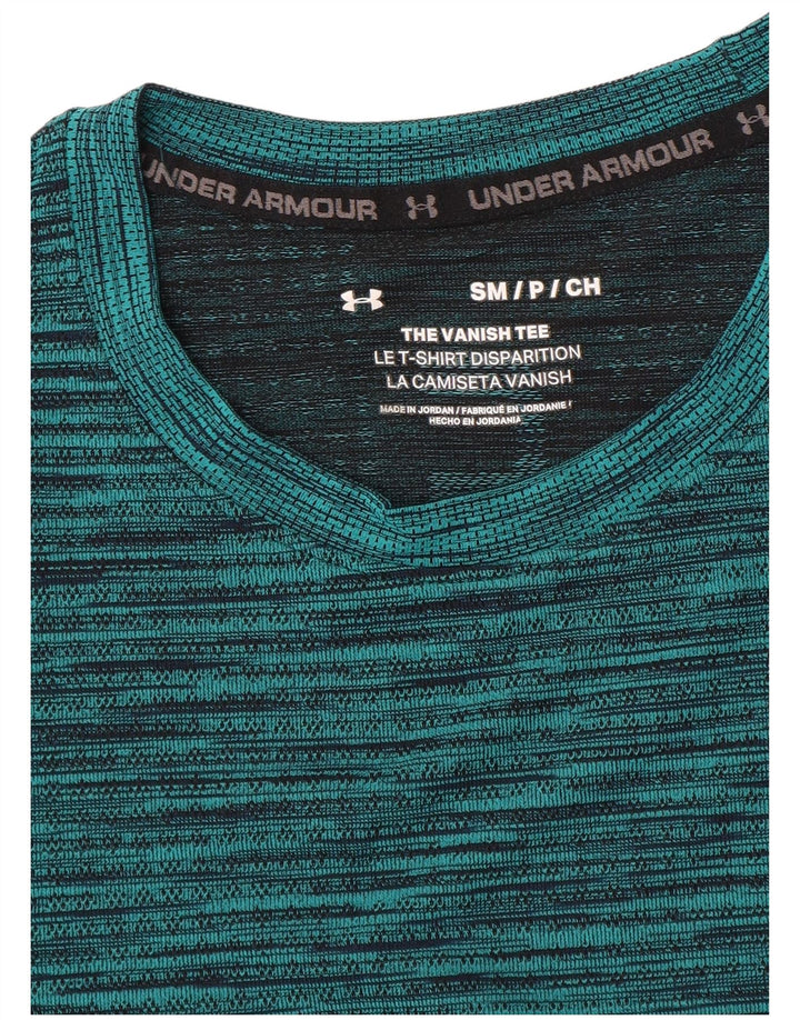 Under Armour Mens T-Shirt Top Small Green Pinstripe