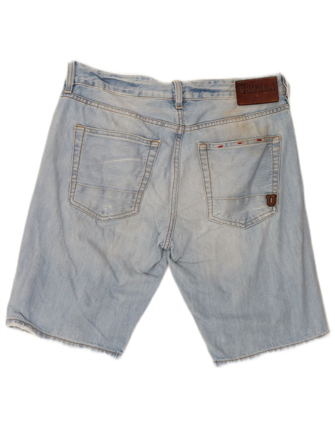 Uniform Mens Distressed Denim Shorts W30 Medium Blue Cotton