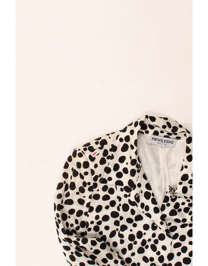 PRIVILEGIO Womens 3 Button Blazer Jacket IT 42 Medium White Spotted Vintage Privilegio and Second-Hand Privilegio from Messina Hembry 