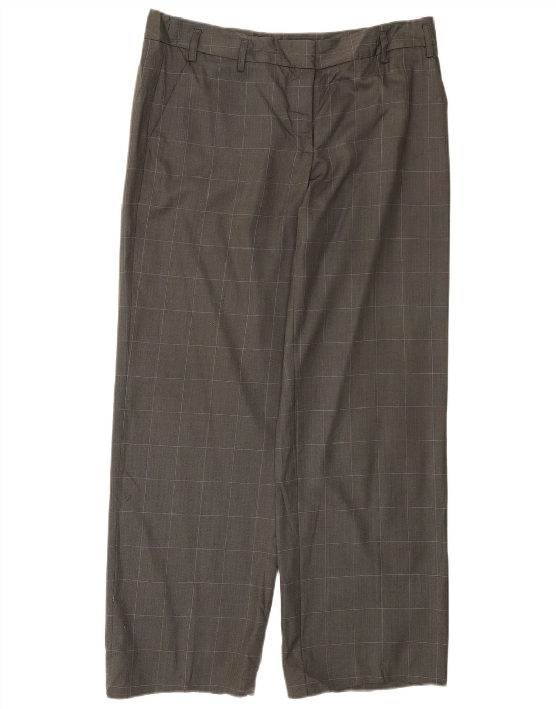 Calvin Klein Womens Straight Suit Trousers US 14 XL W36 L30 Grey Check Wool