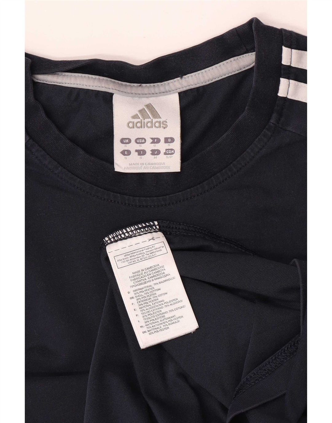 Adidas Mens Short Sleeve Regular T-Shirt Top Small Navy Blue Colourblock