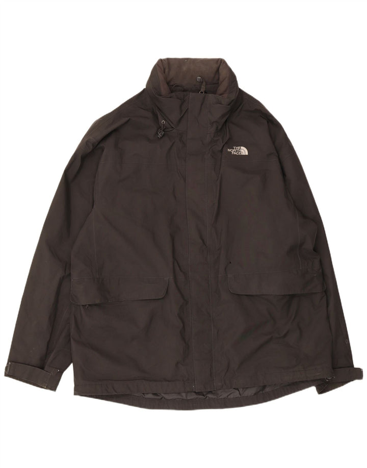 The North Face Mens Hooded Rain Jacket UK 44 2XL Black Polyester