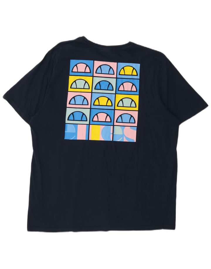 ELLESSE Mens Graphic T-Shirt Top 2XL Navy Blue Cotton