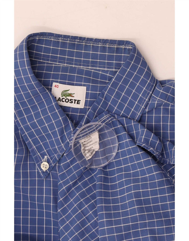 Lacoste Mens Shirt Size 40 Medium Blue Check Cotton