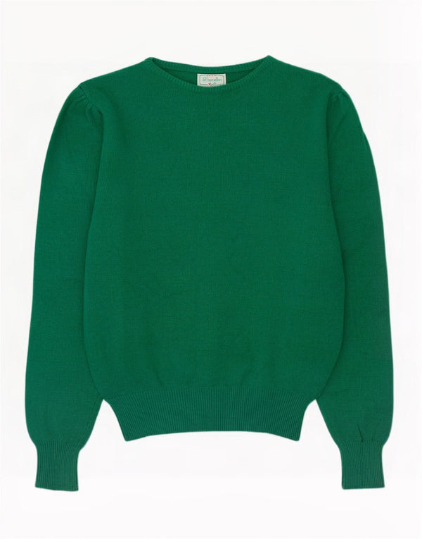 Benetton Womens Boat Neck Jumper Sweater IT 48 XL Green Virgin Wool