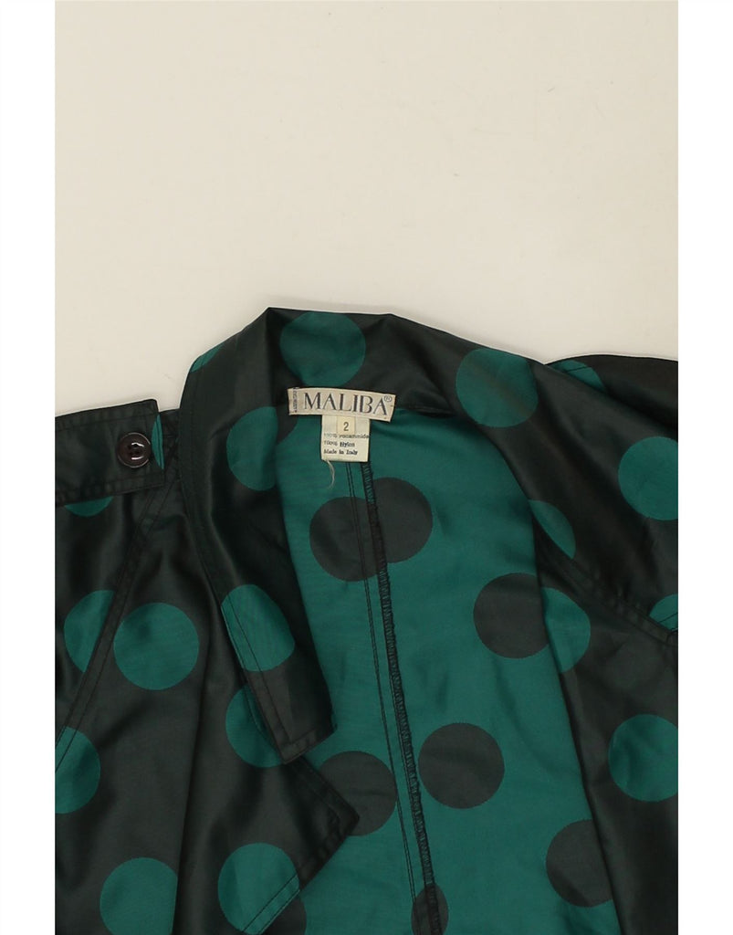 VINTAGE Womens Oversized Overcoat US 2 XS Green Polka Dot Polyamide | Vintage Vintage | Thrift | Second-Hand Vintage | Used Clothing | Messina Hembry 