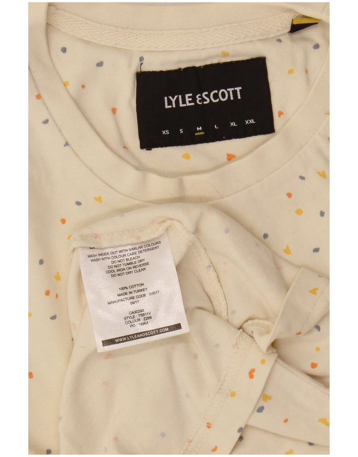 Lyle & Scott Mens T-Shirt Medium Off White Spotted Cotton