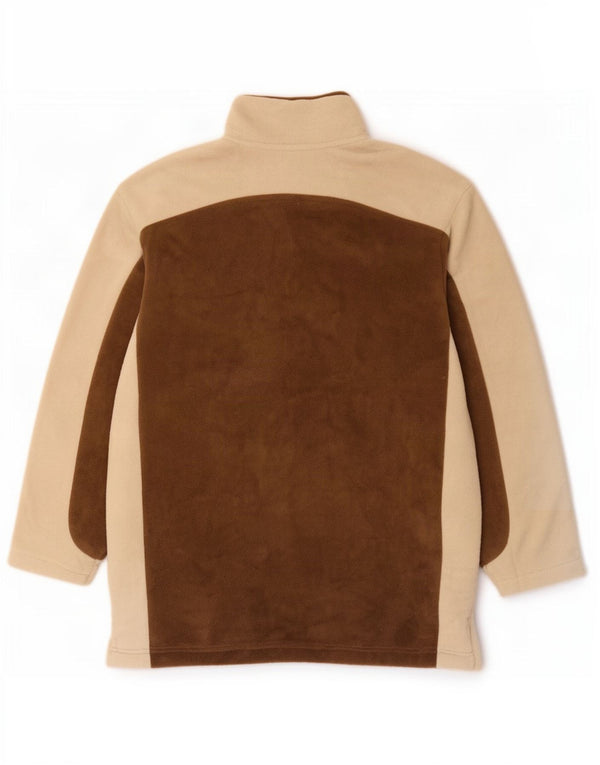 Asics Mens Fleece Jacket UK 36 Small Brown Colourblock