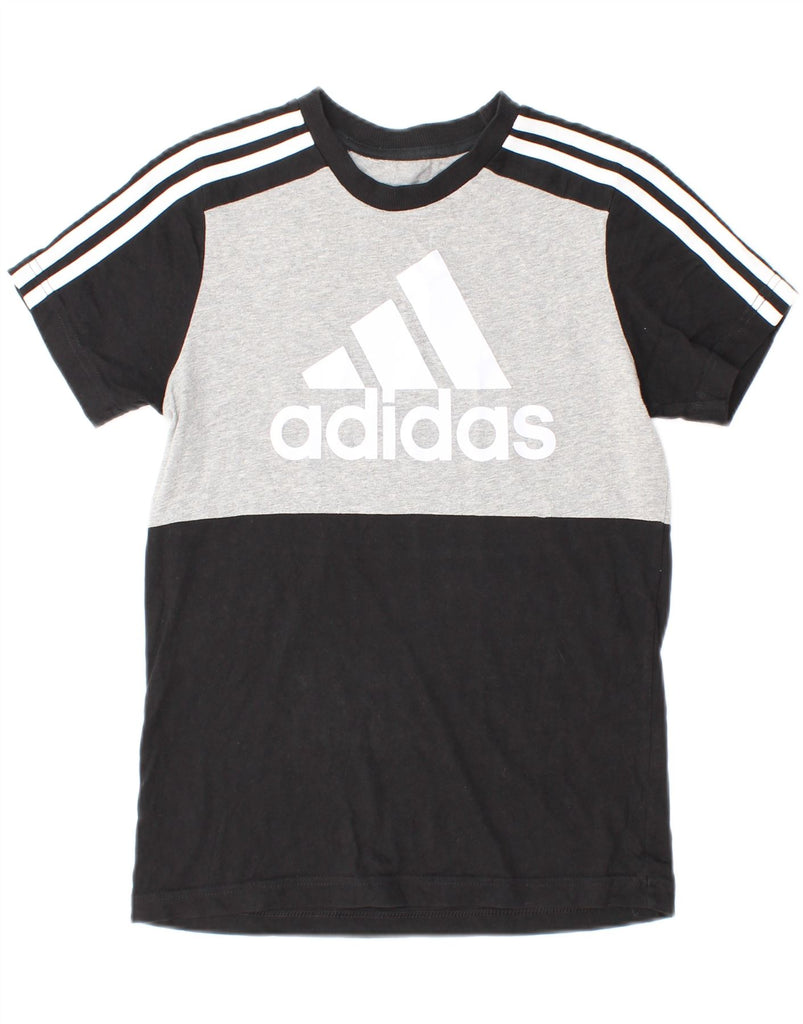 ADIDAS Boys Graphic T-Shirt Top 11-12 Years Black Colourblock Cotton Vintage Adidas and Second-Hand Adidas from Messina Hembry 