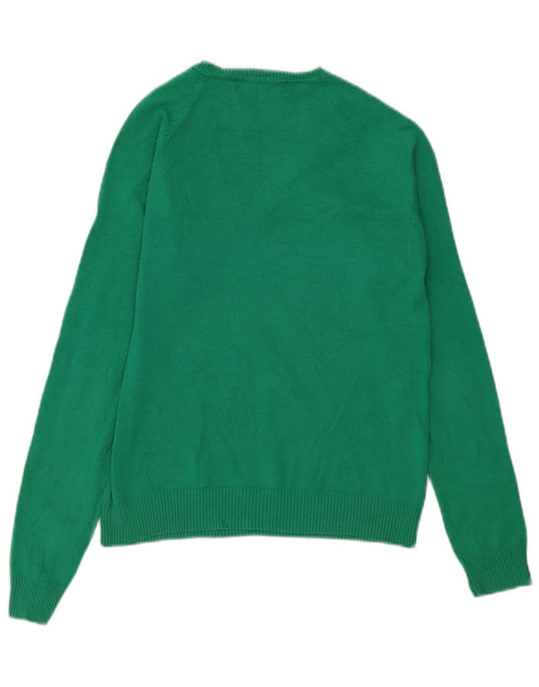Zara Womens V-Neck Jumper Sweater UK 14 Large Green Cotton