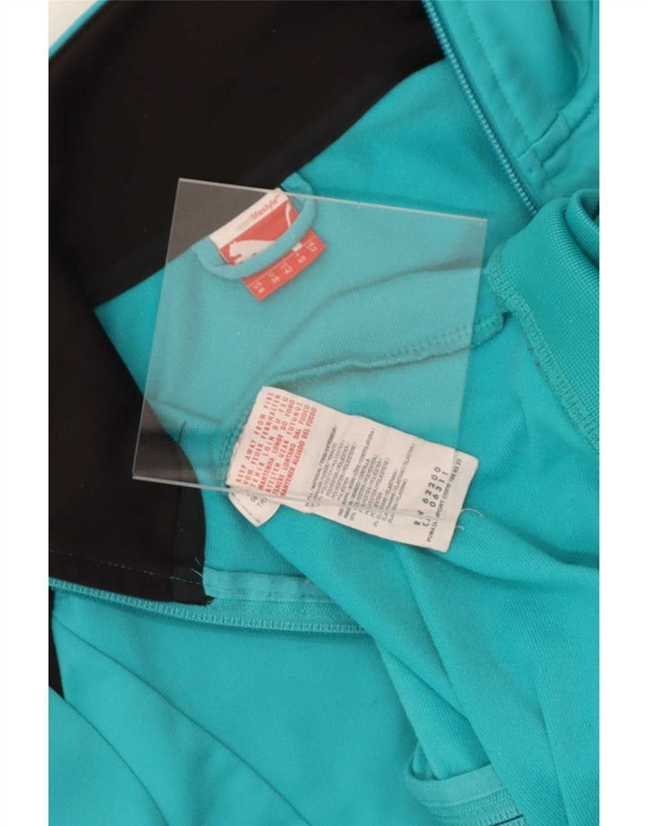 Puma Womens Tracksuit Top Jacket UK 12 Medium Turquoise Colourblock