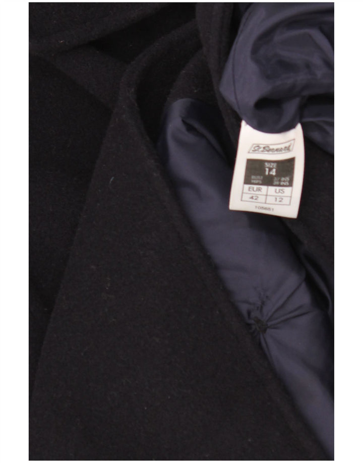 St. Bernard Womens Double Breasted Coat UK 14 Large Navy Blue Wool