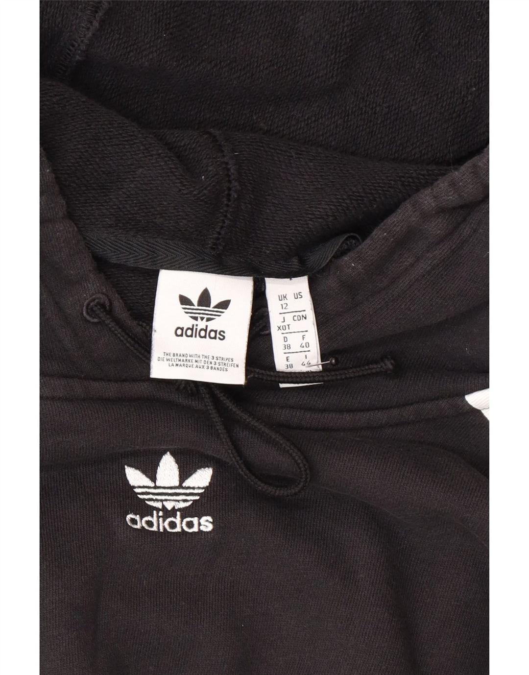 Adidas Womens Crop Oversized Hoodie Jumper UK 12 Medium  Black