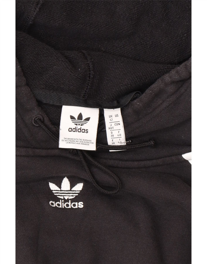 Adidas Womens Crop Oversized Hoodie Jumper UK 12 Medium  Black