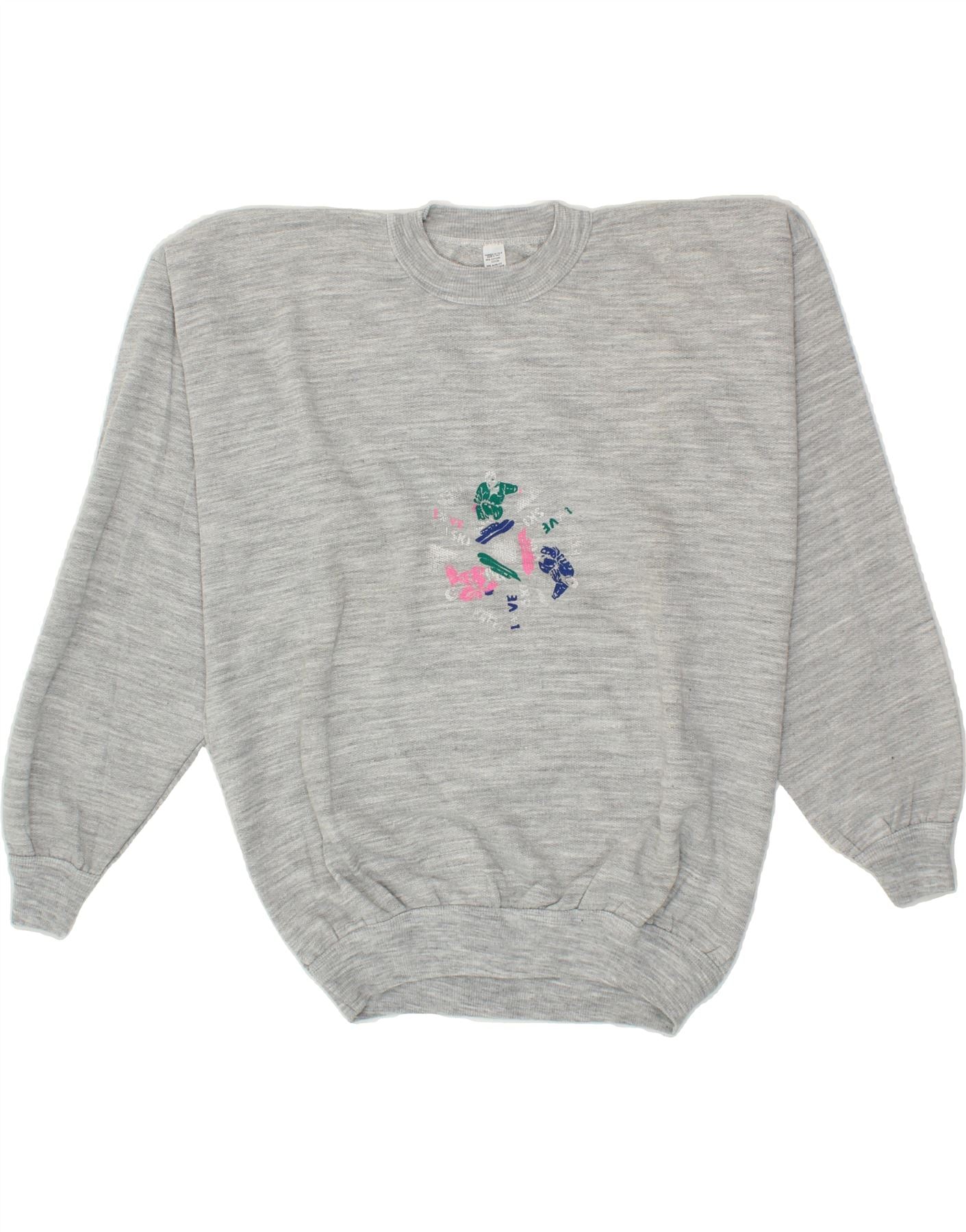 VINTAGE Mens Graphic Sweatshirt Jumper 2XL Grey Cotton Vintage