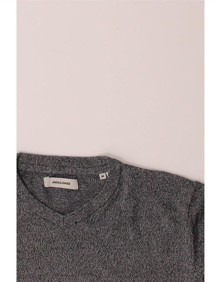 JACK & JONES Mens V-Neck Jumper Sweater Medium Grey Flecked Cotton Vintage Jack & Jones and Second-Hand Jack & Jones from Messina Hembry 