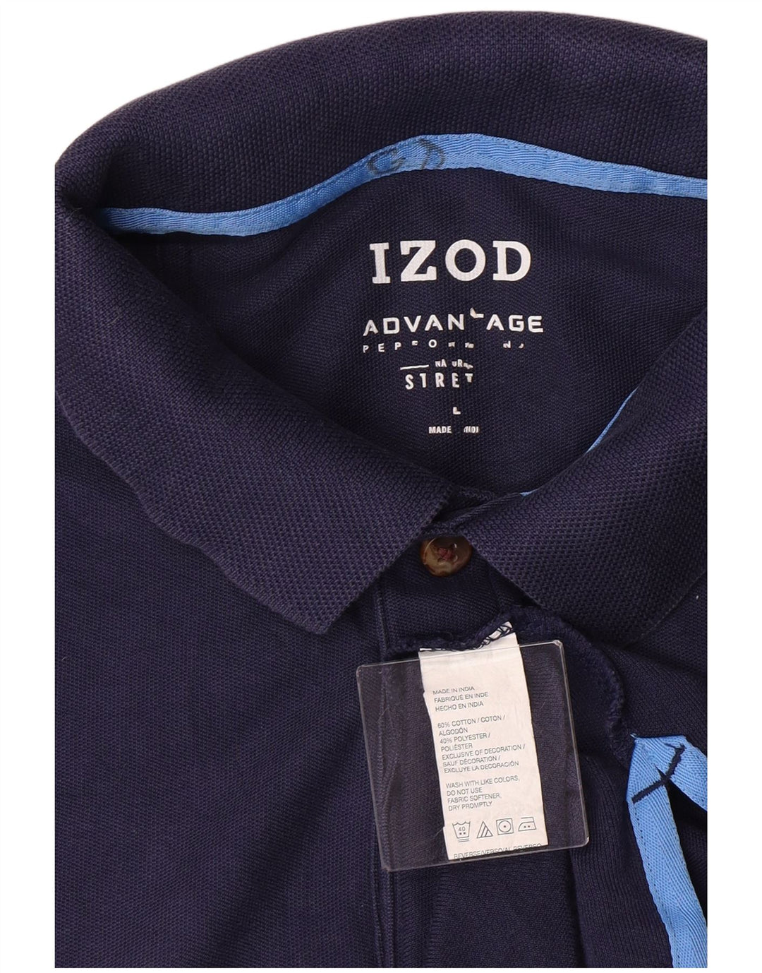 Izod Mens Polo Shirt Large Navy Blue Cotton