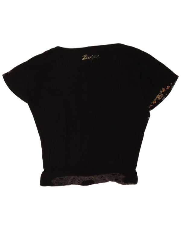 Desigual Womens Oversized Graphic Blouse Top UK 16 Large Black Floral