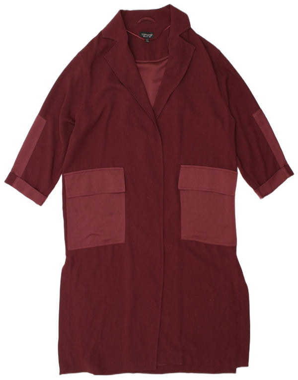 Topshop Womens Longline Cardigan Top UK 8 Small Burgundy Colourblock