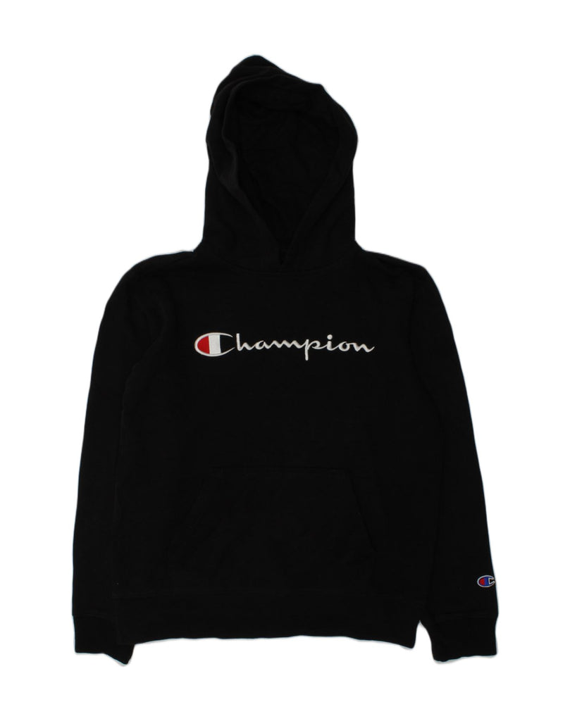 CHAMPION Boys Graphic Hoodie Jumper 15-16 Years Large  Black Cotton | Vintage Champion | Thrift | Second-Hand Champion | Used Clothing | Messina Hembry 