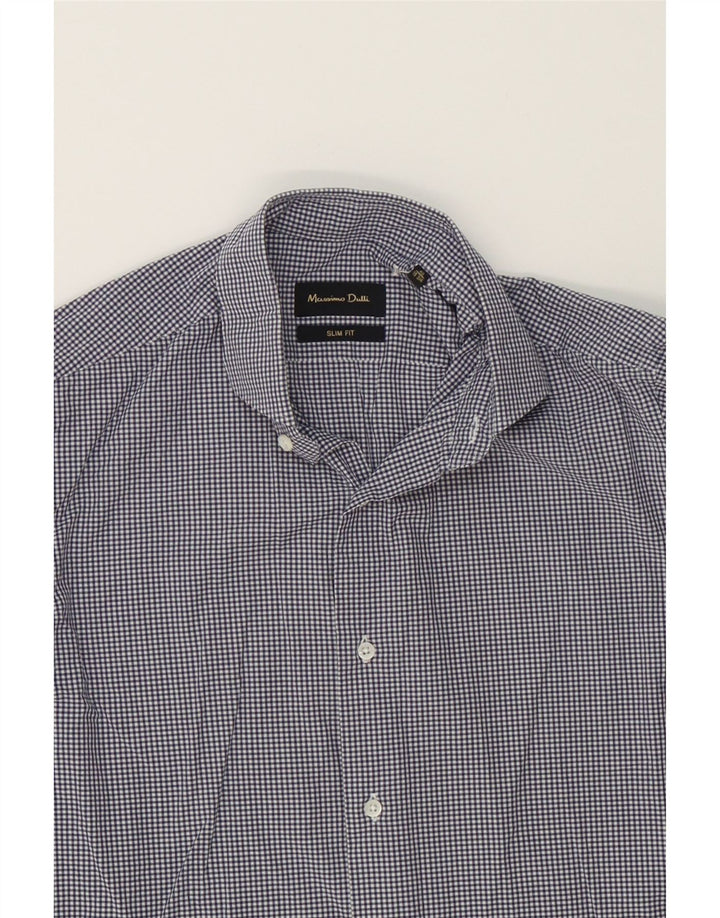 MASSIMO DUTTI Mens Slim Fit Shirt Size 15 3/4 40 Medium Navy Blue Gingham Vintage Massimo Dutti and Second-Hand Massimo Dutti from Messina Hembry 