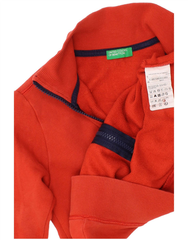 BENETTON Boys Tracksuit Top Jacket 6-7 Years Small Red Cotton