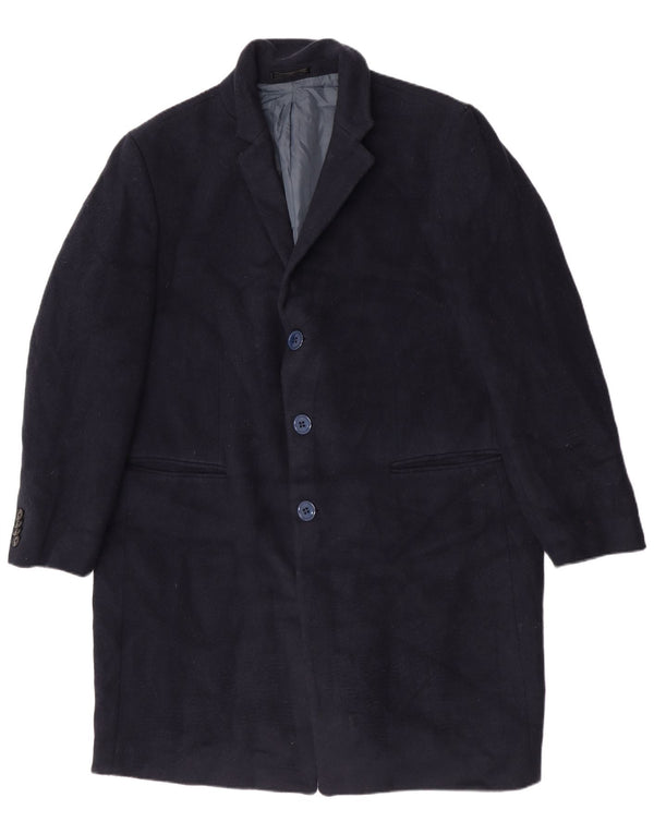 Marks & Spencer Mens Overcoat UK 46 3XL Navy Blue Polyester