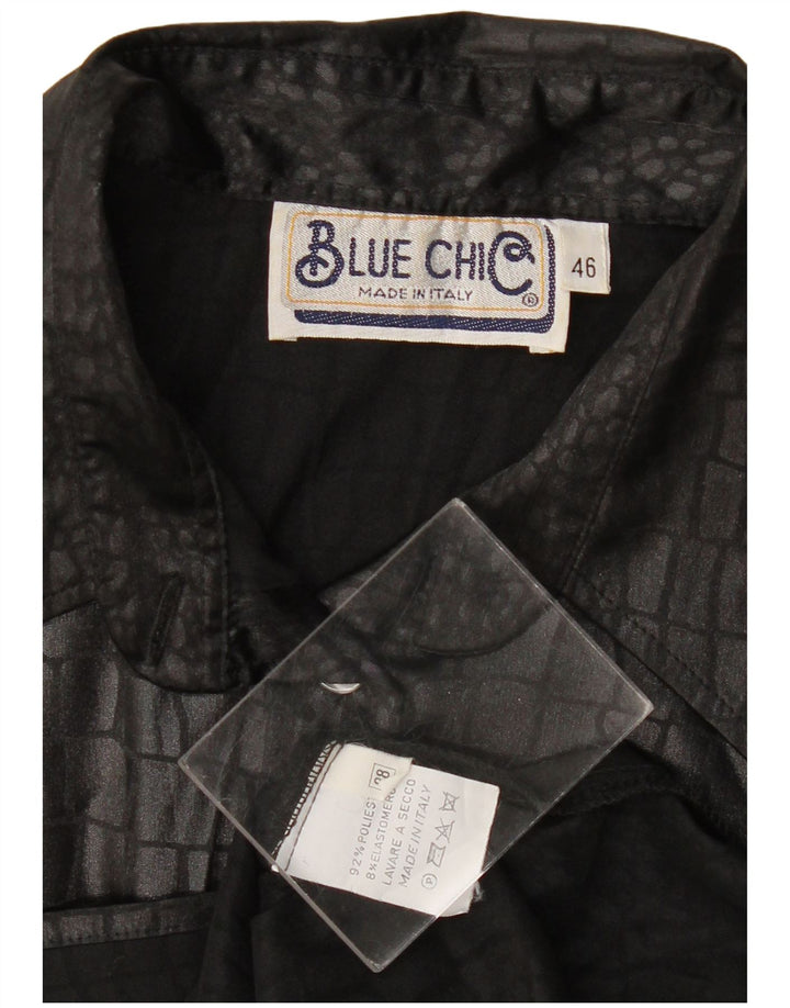 Vintage Womens Shirt Blouse IT 46 Large Black Animal Print Polyester