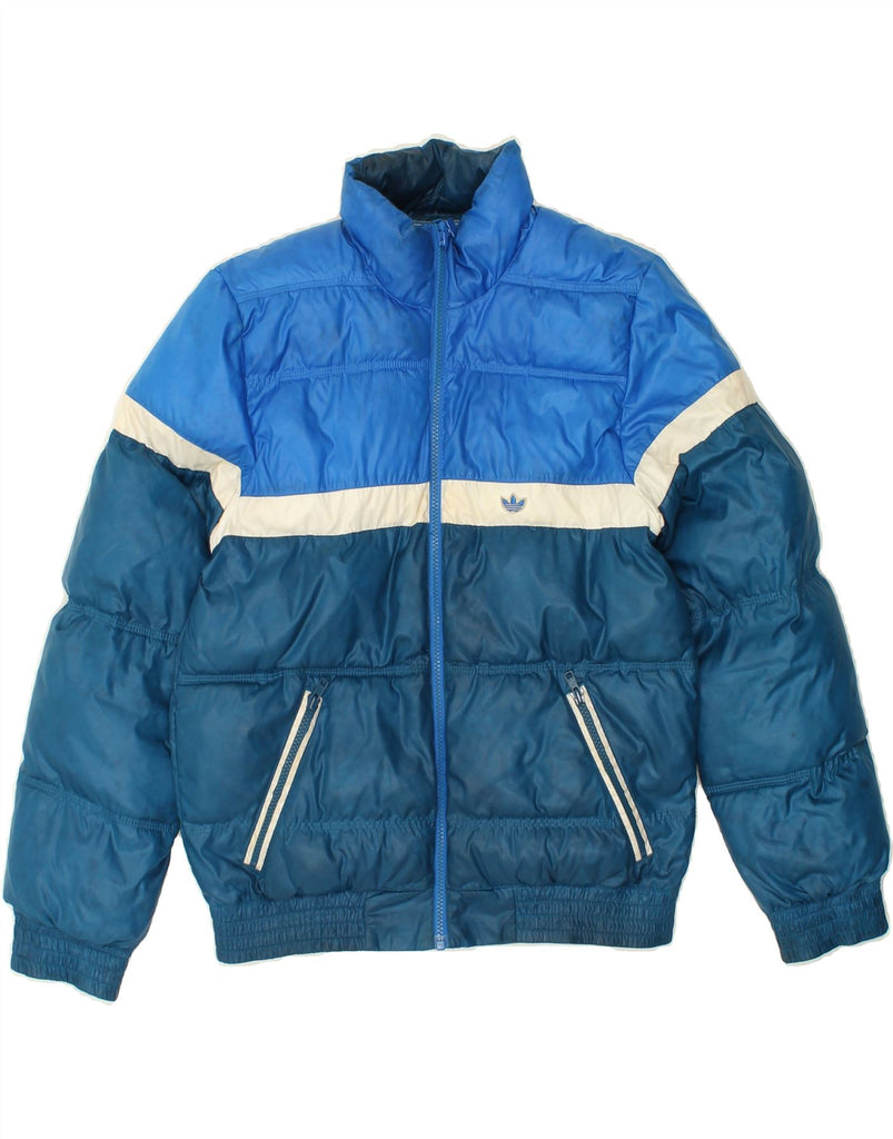 ADIDAS Mens Padded Jacket UK 34 XS Blue Colourblock Polyester Vintage Adidas and Second-Hand Adidas from Messina Hembry 