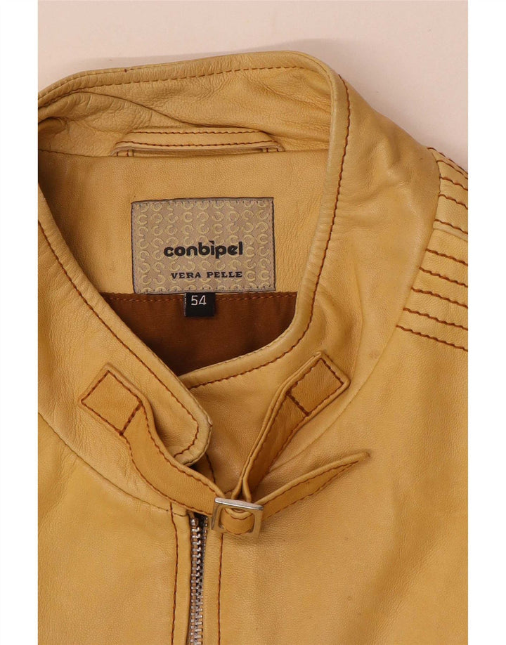 Conbipel Womens Leather Jacket IT 54 3XL Yellow