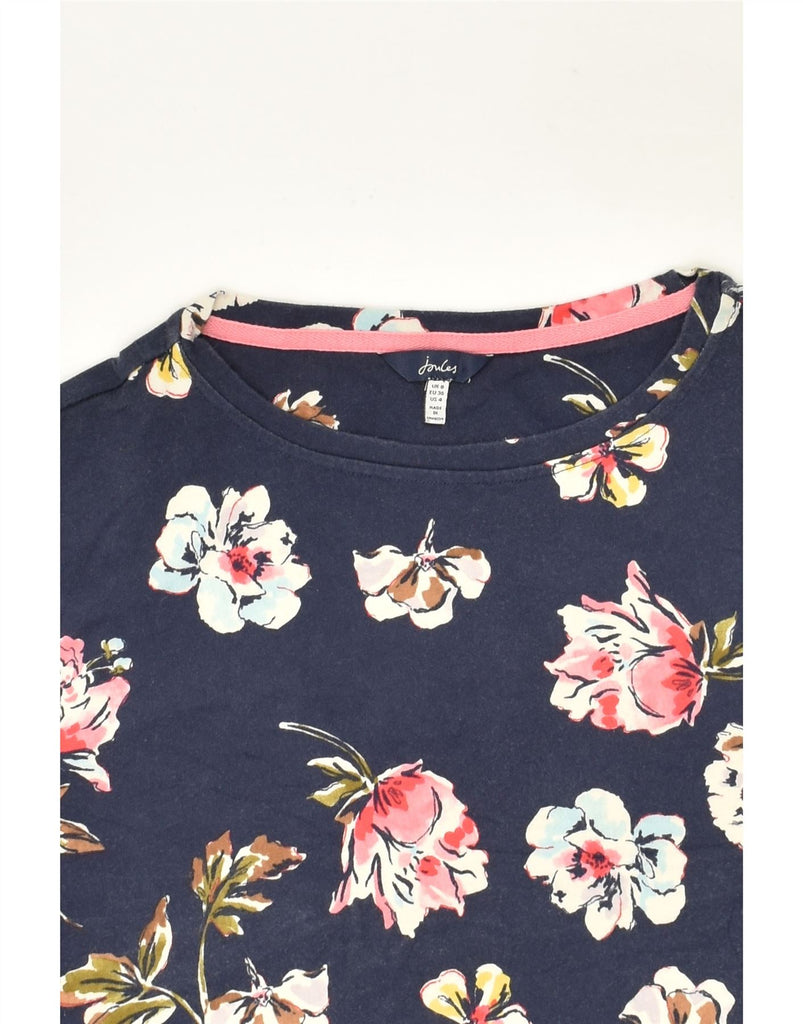 JOULES Womens Top Long Sleeve UK 8 Small Navy Blue Floral Cotton | Vintage Joules | Thrift | Second-Hand Joules | Used Clothing | Messina Hembry 