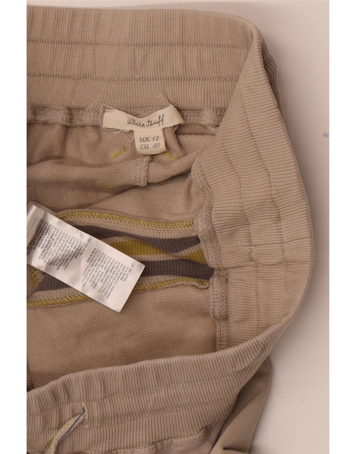 White Stuff Womens Tracksuit Trousers UK 12 Medium Beige Colourblock Cotton