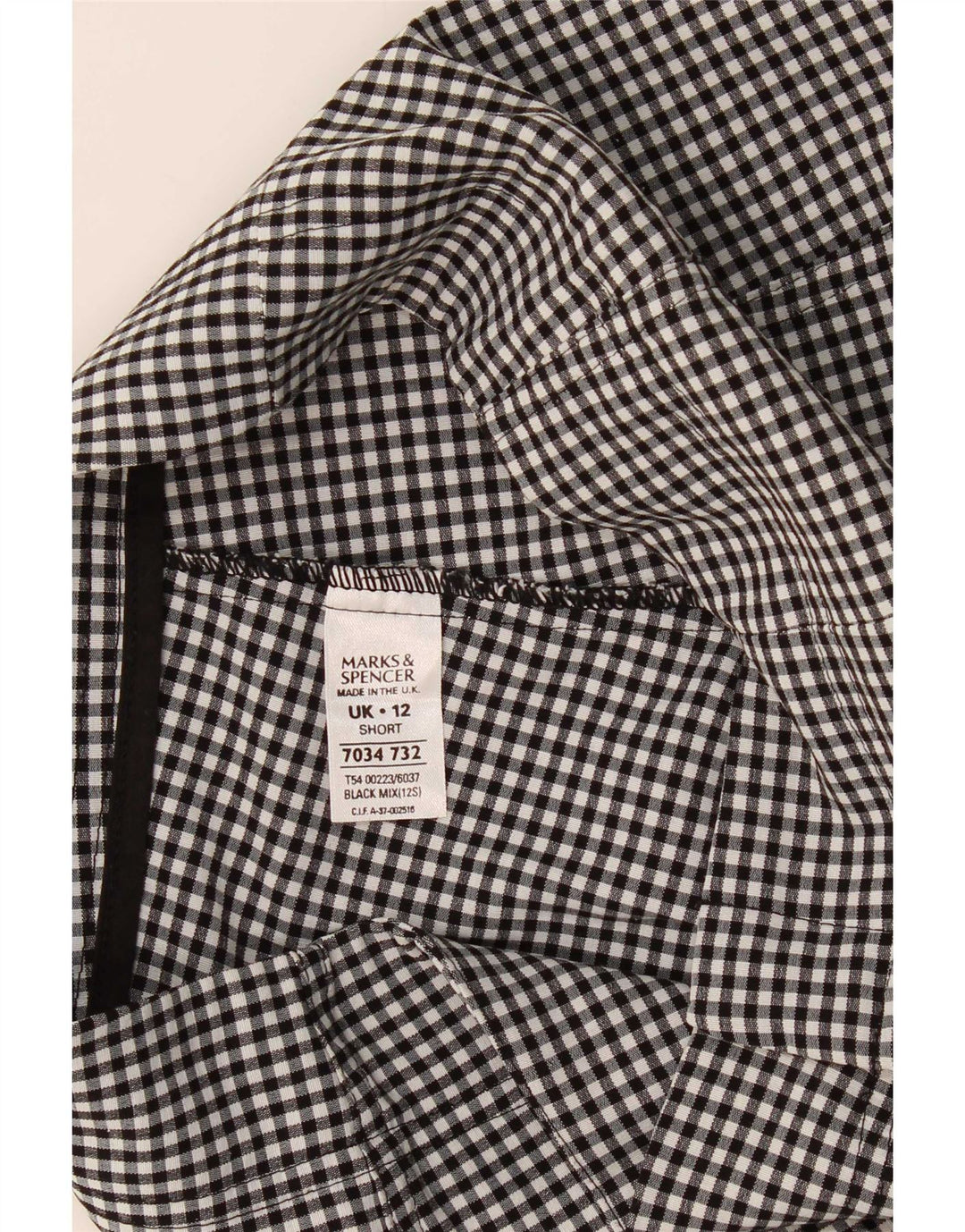 Marks & Spencer Womens Capri Trousers UK 12 Medium W28 L21 Black Gingham