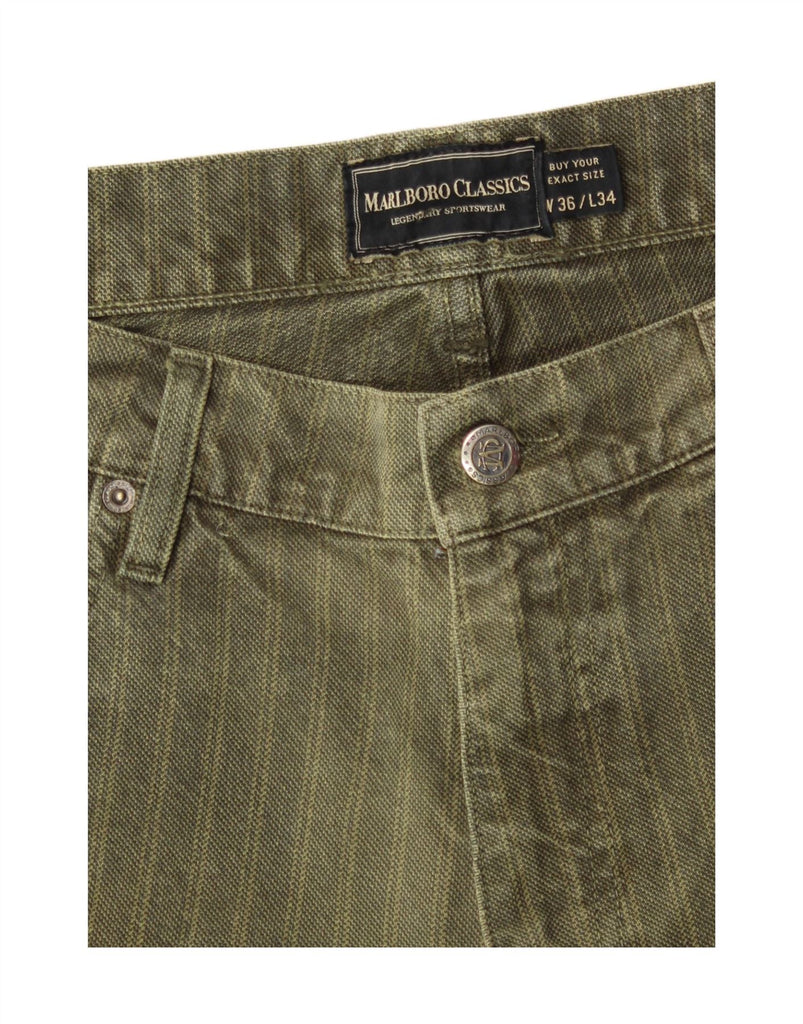 MARLBORO CLASSICS Mens Straight Jeans W36 L30 Green Striped Vintage Marlboro Classics and Second-Hand Marlboro Classics from Messina Hembry 