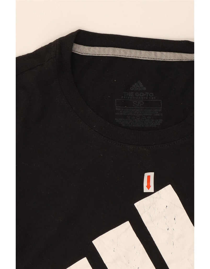 ADIDAS Womens Graphic T-Shirt Top UK 10 Small Black Cotton Vintage Adidas and Second-Hand Adidas from Messina Hembry 