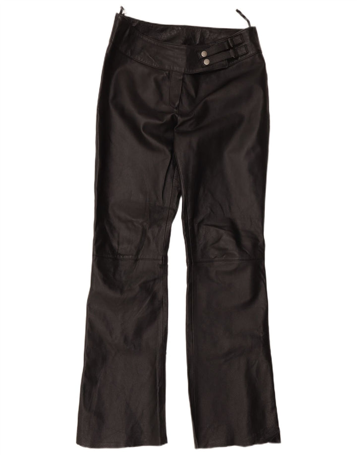 Yuppie Womens Bootcut Leather Trousers EU 40 Medium W32 L30 Black