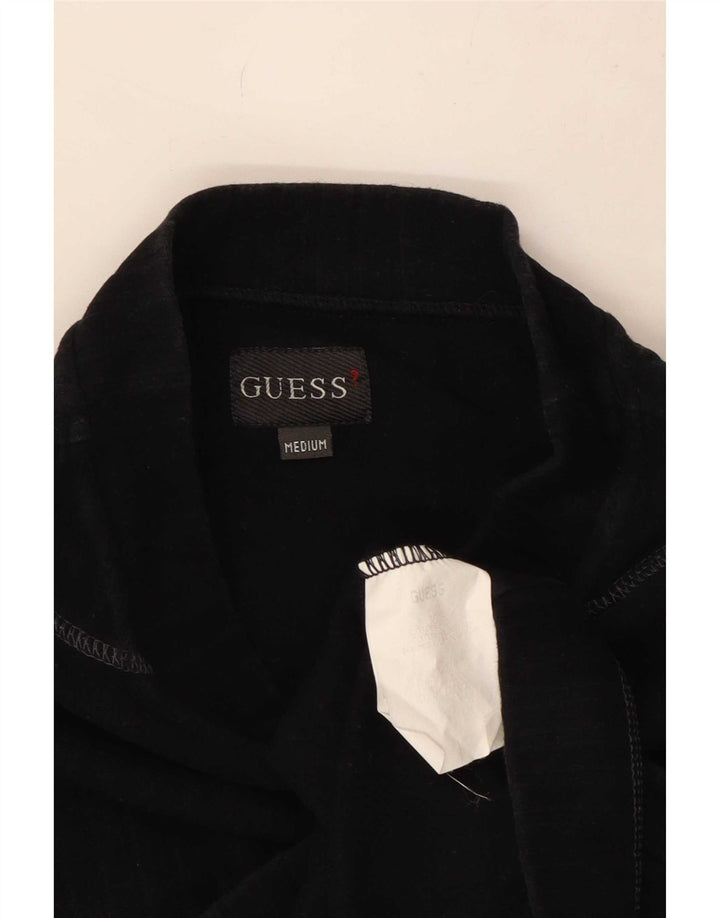 Guess Womens Top Long Sleeve UK 14 Medium Black Cotton