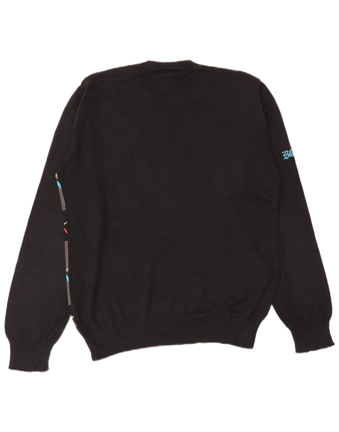BILLABONG Mens Crew Neck Jumper Sweater Small Black Argyle/Diamond Cotton