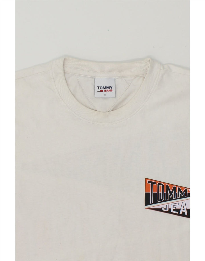 TOMMY HILFIGER Mens Graphic T-Shirt Top Small White Cotton Vintage Tommy Hilfiger and Second-Hand Tommy Hilfiger from Messina Hembry 
