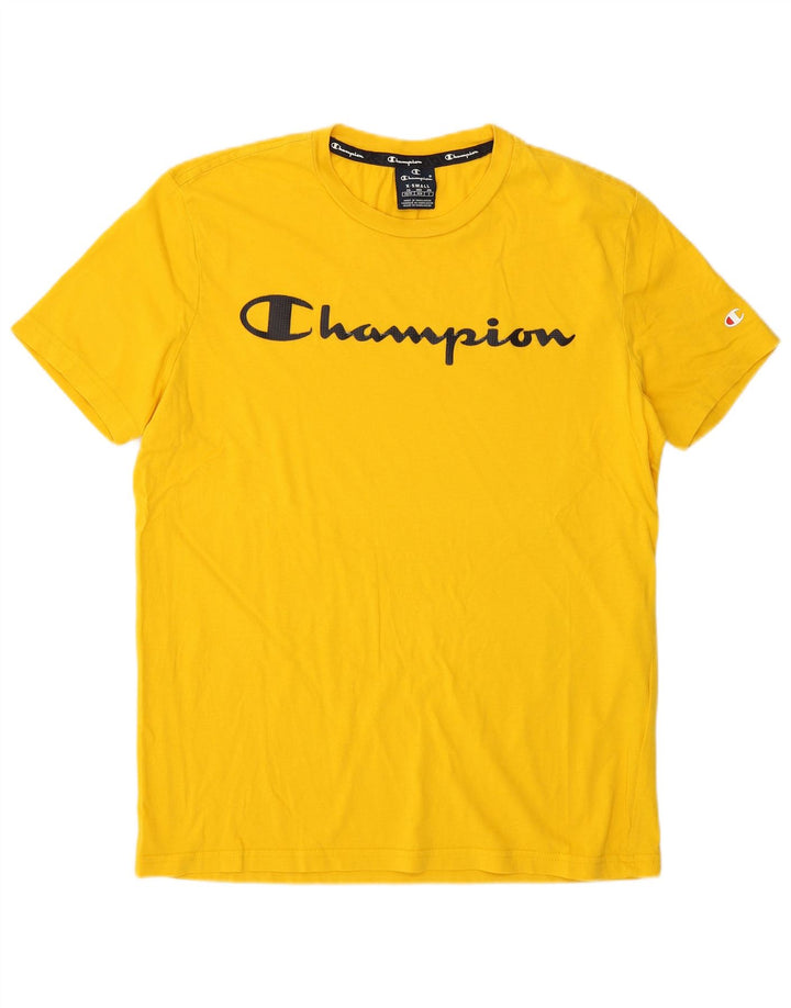 Champion Mens Graphic T-Shirt Top XS Yellow Cotton